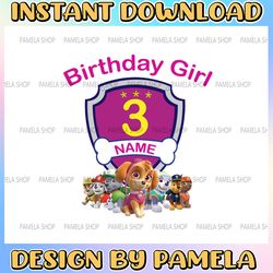 personalized name and ages, paw patrol chase birthday png, paw patrol birthday png familybirthday raglan kids family