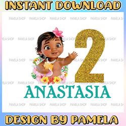 personalized name and ages, moana birthday girl png digital file birthday girl moana family baby girl png moana