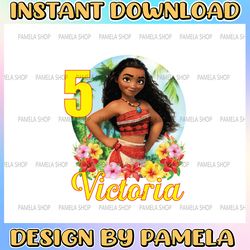personalized name and ages, moana birthday girl png digital file birthday gir moana family baby girl moana princess