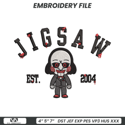jigsaw est 2004 saw movies embroidery design