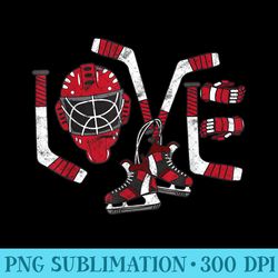 ice hockey valentines day love cute girls goalie - png design files - vibrant and eye-catching typography