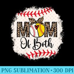 womens ball mom of both baseball softball mothers leopard funny - printable png graphics - perfect for sublimation art