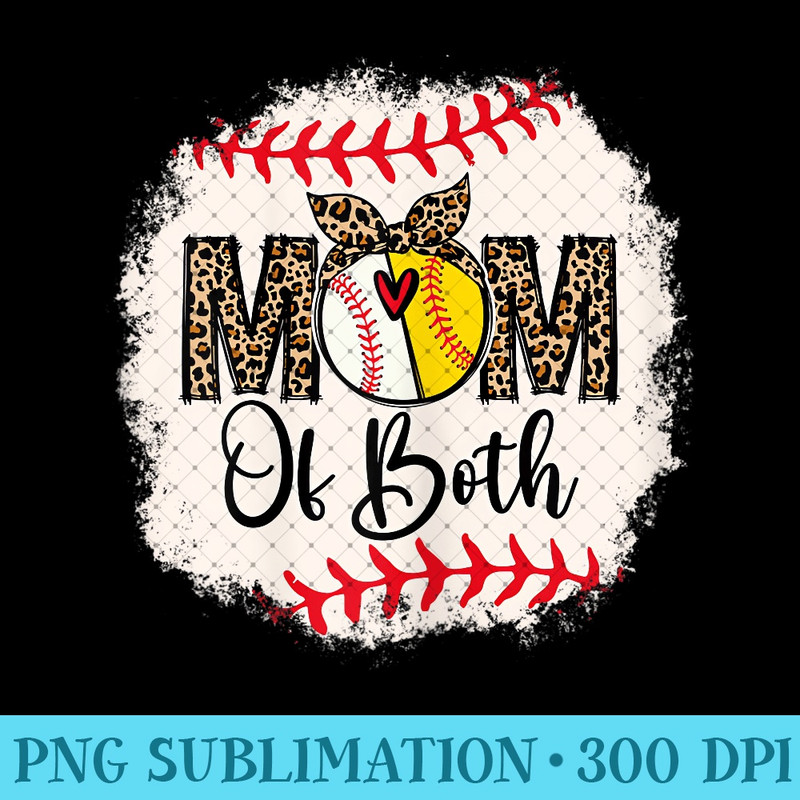 Womens Ball Mom Of Both Baseball Softball Mothers Leopard Funny 1570.jpg