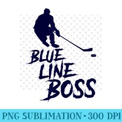 ice hockey player defensemen mens youth blue line boss - png design assets - bring your designs to life