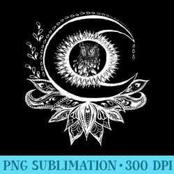 bohemian sun moon boho owl - high resolution png designs - enhance your apparel with stunning detail