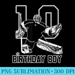 no. 10 ice hockey goalie happy 10th birthday - unique sublimation patterns - easy-to-print and user-friendly designs
