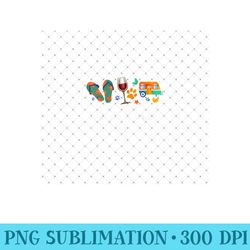 womens i'm a simple woman loves wine flip flop dogs camping - png clipart - perfect for sublimation art
