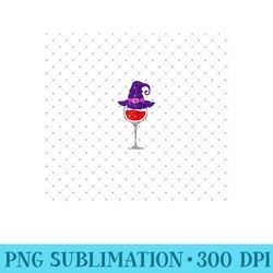 wine glass witch hat cute wine lover halloween - png graphics - lifetime access to purchased files