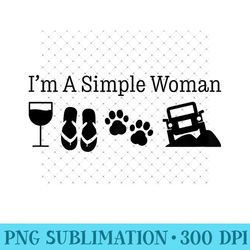 i'm a simple woman love wine flip flops dog 4x4 - modern png designs - boost your success with this inspirational png do