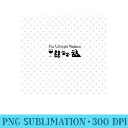 womens i'm a simple woman love wine flip flops dog 4x4 - png design downloads - capture imagination with every detail