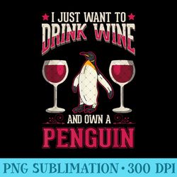 penguins and wine - png prints - unique and exclusive designs