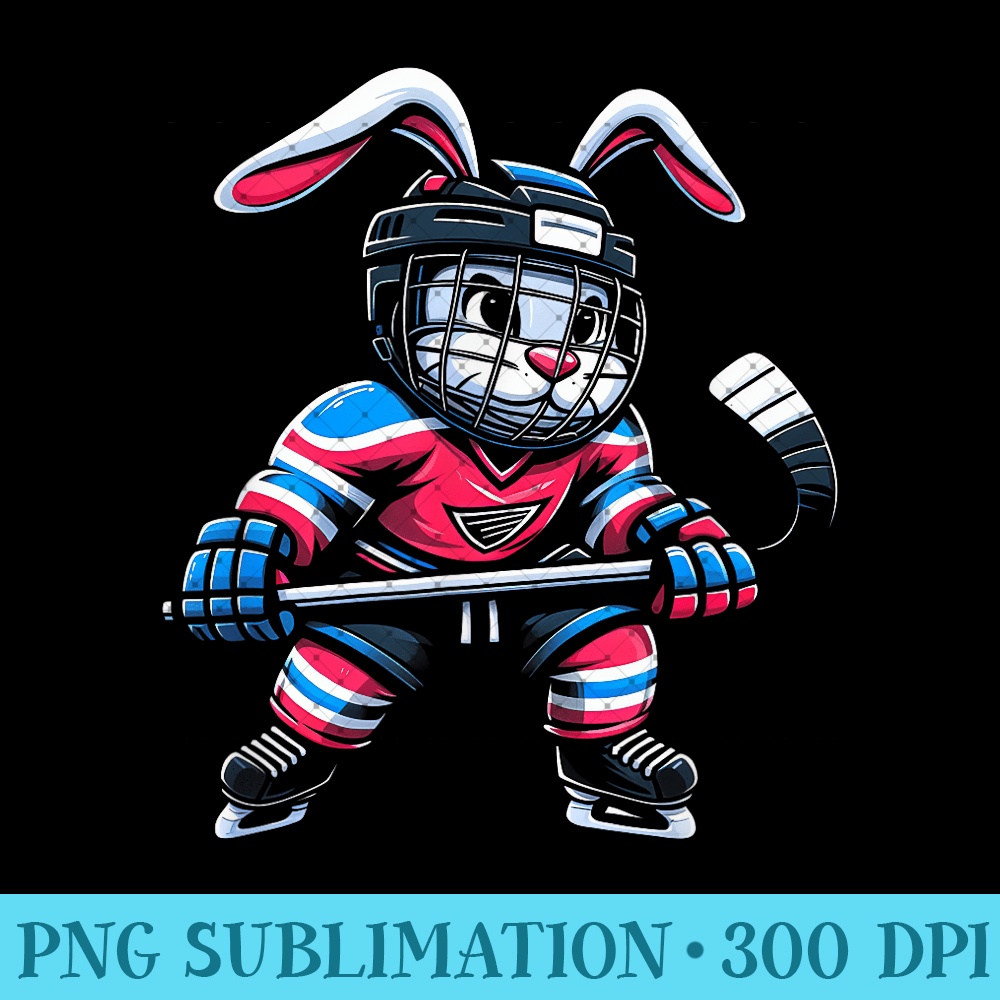 Ice Hockey Bunny Easter Rabbit Hockey Cool 0814.jpg