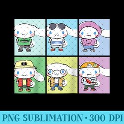 cinnamoroll collection streetwear squares raglan baseball - high quality png files - enhance your apparel with stunning