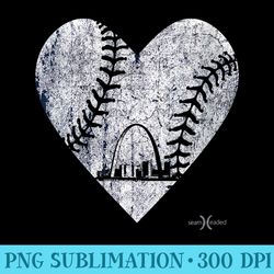 womens vintage st. louis baseball heart w skyline - printable png images - revolutionize your designs