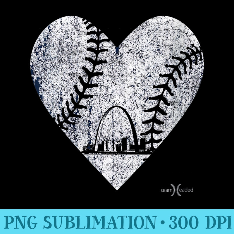 Womens Vintage St. Louis Baseball Heart w Skyline 1591.jpg