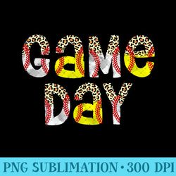 cute game day leopard baseball softball mom life mom of both - printable png graphics - easy-to-print and user-friendly
