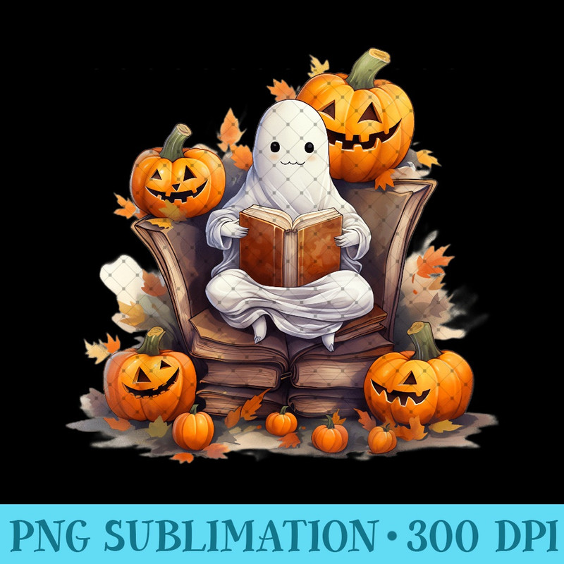Funny Ghost Book Reading Boo Spooky Halloween Books Lover 0476.jpg