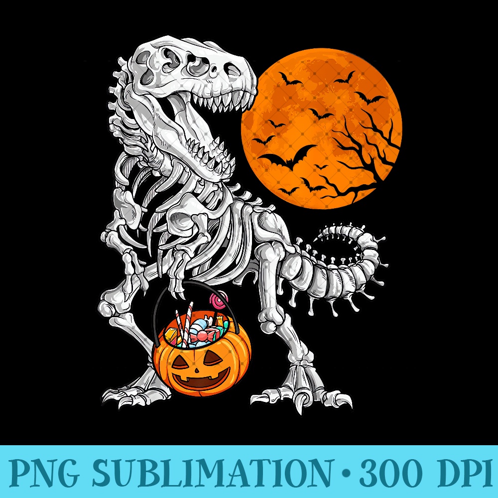 Halloween Boys Dinosaur Skeleton T rex Scary Pumpkin Moon 0593.jpg