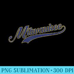 vintage milwaukee baseball - high resolution png designs - lifetime access to purchased files