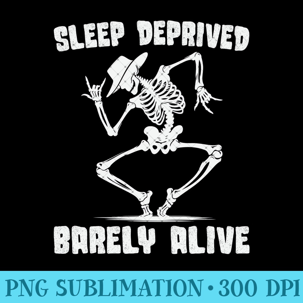 Funny Skeleton Sleep Deprived Barely Alive Halloween Skull 0535.jpg