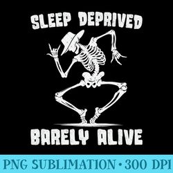 funny skeleton sleep deprived barely alive halloween skull - ready to print png designs - revolutionize your designs