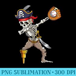 dab skeleton dabbing skeleton pirate baseball - png templates - enhance your apparel with stunning detail
