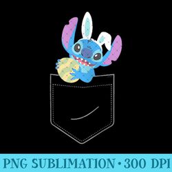disney stitch easter egg and bunny ears corner pocket art zip hoodie - high quality png files - spice up your sublimatio
