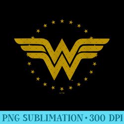 dc comics wonder woman shield of wonder gold chest logo - printable png graphics - instantly transform your sublimation
