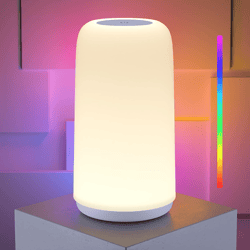 Touch Bedside Table Lamp, Sleek Design & RGB Mode 3 Way Dimmable Small Lamp for Bedroom, LED Lamp with Warm White Lights