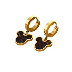 New Mickey Head Titanium Steel Material Earrings for Women with a High Quality, Exquisite, Light Luxury, and Small Ins E