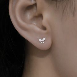 New Cartoon Silver Plated Cute Mouse Screw Stud Earrings For Women Ear Girls Fashion Party Gift Piercing Jewelry