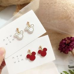 Disney Mickey Mouse Earrings Action Anime Figures Mickey Mouse Earrings Cute Cartoon Shopping Ornaments Women's Jewelry