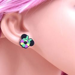 1Pair New product CN Stud earring For women mouse King Cake Mardi Gras TRENDY glitter Acrylic Jewelry
