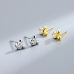 Uniorsj 925 Sterling Silver Jewelry Small Zircon Cute and Lovely Cartoon Mickey Stud Earrings for Women Girls Children