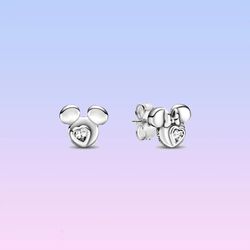 925 Sterling Silver Cartoon Mickey Mouse & Minnie Mouse Silhouette Earrings for Women Jewelry Gift