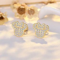 S925 Mickey Mouse Disney Silver Earrings Sterling Needle Simple High Quality Earring Female Jewelry Fashion Accessorie G