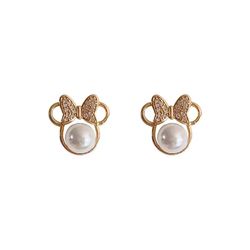 2024 Anime Minnie Earrings Disney Cartoon Girl Pearls Fashion Creative Trend Earrings Women Jewelry Accessories Birthday