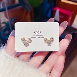 Mickey Mouse Earring S925 Sterling Silver Needle Simple Kawaii High Quality Disney Earring Female Jewelry Fashion Ear St