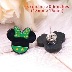 1Pair New product CN Stud earring For women mouse head clover marble black St.Patrick's Day TRENDY Acrylic Jewelry