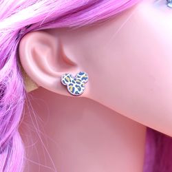 Trendy Mouse Head Stud Earrings Leopard Print Acrylic Jewelry For Girl