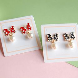 Cute Bow Stud Earrings Fashion Bead Pearl Charm Jewelry 2021 Hot Wholesale Romantic Anime Cartoon Accessories For Women
