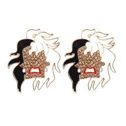 Exaggerated Metal Dripping Anime Series Character Earrings Funny Cartoon Head Rhinestone Earrings Jewelry Accessories fo