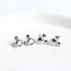 925 Sterling Silver Cartoon Mickey & Minnie Small Stud Earrings for Girls Kids Birthday Gifts