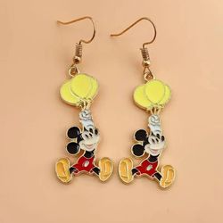 2022 New Mickey Mouse Dangle Earring Ear Clips Asymmetric Cute Cartoon Character Pattern Girls Accessories Fashion Jewel
