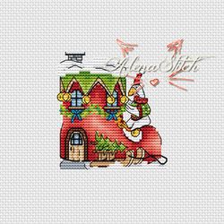 Boot. Fairytale houses. Cross stitch pattern pdf & css