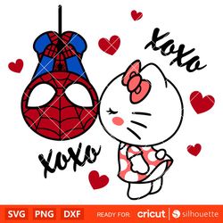 Spider-Man Kissing Hello Kitty Svg, Valentine's Day Svg, Sanrio Valentine Svg, Kawaii Svg, Cricut, Silhouette Vector
