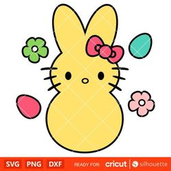 Hello Kitty Peeps Svg, Happy Easter Svg, Sanrio Svg, Kawaii Svg, Cricut, Silhouette Vector Cut File