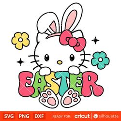 Hello Kitty Easter Bunny Svg, Happy Easter Svg, Sanrio Svg, Kawaii Svg, Cricut, Silhouette Vector Cut File