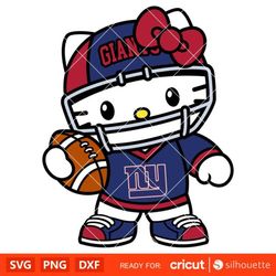 Hello Kitty Football NY Giants Svg, NFL Svg, Sanrio Svg, Kawaii Svg, Cricut, Silhouette Vector Cut File