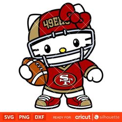Hello Kitty Football SF 49ERS Svg, NFL Svg, Sanrio Svg, Kawaii Svg, Cricut, Silhouette Vector Cut File